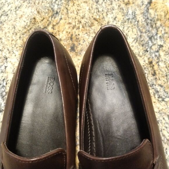 Hugo Boss Penny Loafers Men's 5.5 Dark Brown Leather Dress Highline Slip On - Picture 11 of 12